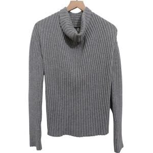 Victoria Beckham Women Sz M Gray Ribbed Roll Neck Wool Blend Sweater Luxury Knit